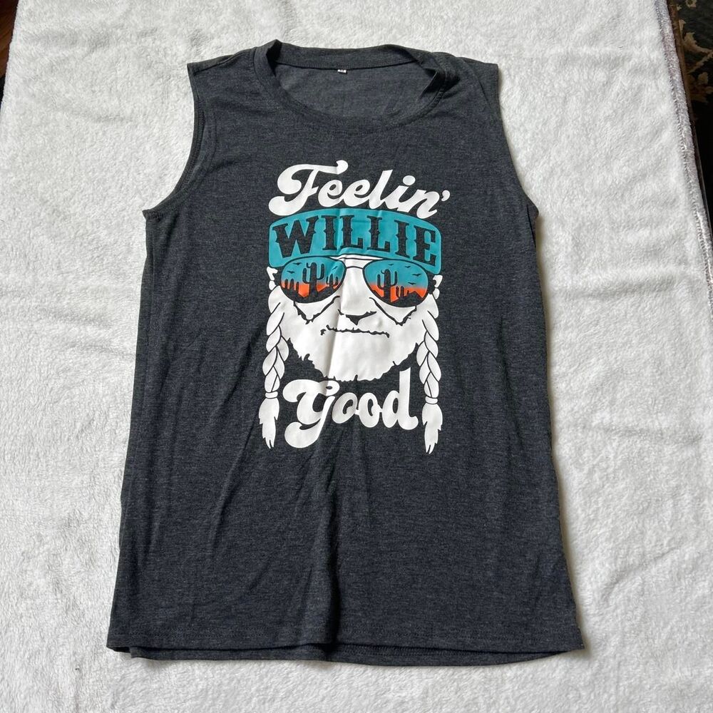 Willie Nelson oversized summery racerback tank top women's medium